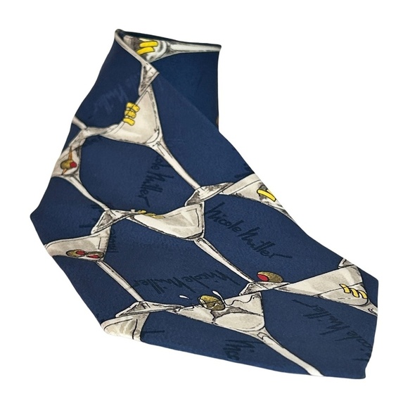 Nicole Miller Silk Novelty Necktie Embossed Martini Cocktail Hour Vintage 1994 - Picture 6 of 10